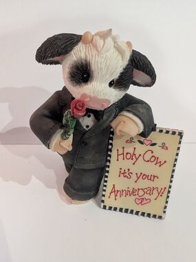 Marys Moo Moos "Holy Cow It's Your Anniversary" Cow Figure EUC *BINU